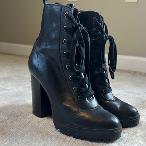 Steve Madden Black Lace-Up High Heel Boots